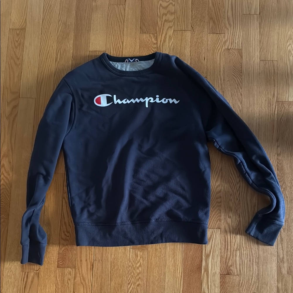 Champion Blue Crewneck Sweater Athletic Comfort